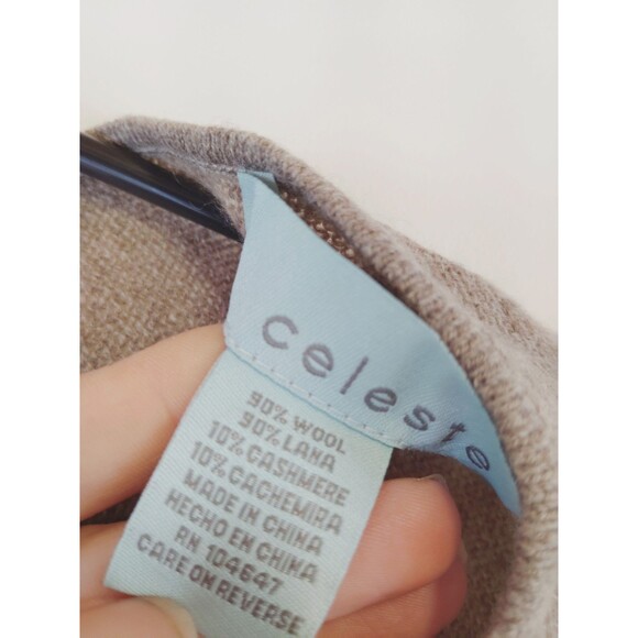 Women's "Celeste" Brand Wool & Cashmere Poncho One Size-hole - Picture 2 of 6